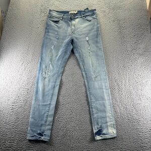 Blue Cult Jeans Mens 32x30 Blue Cotton Denim Straight Leg Faded Stretch Workwear